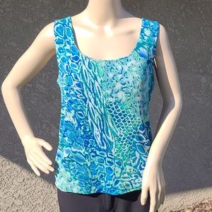 Chico's Travelers Blue & Green Sleeveless Top
